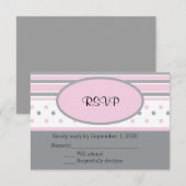Roze en grijze Stippen en strepen RSVP (Voorkant / Achterkant)