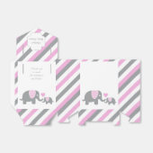 Roze en Grijze Streep Olifant Bedankdoosjes (Uitgevouwen)
