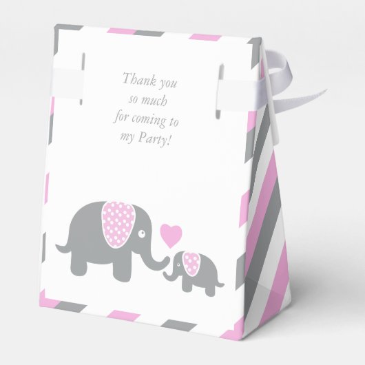 Roze en Grijze Streep Olifant Bedankdoosjes (Achterkant)