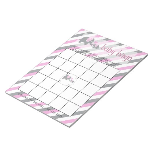 Roze en grijze strepen Baby | Bingo Notitieblok (Schuin)