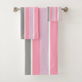 Roze en grijze strepen bad handdoek
