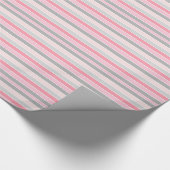 Roze en grijze strepen cadeaupapier (Hoek)
