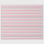 Roze en grijze strepen cadeaupapier (Vlak)