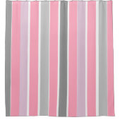 Roze en grijze strepen douchegordijn (Voorkant)