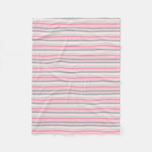 Roze en grijze strepen fleece deken (Voorkant)