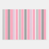 Roze en grijze strepen inpakpapier vel (Voorkant 3)