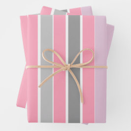 Roze en grijze strepen inpakpapier vel
