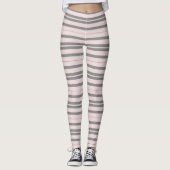 Roze en grijze strepen leggings (Voorkant)