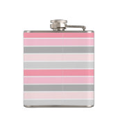 Roze en grijze strepen op maat heupfles (Achterkant)