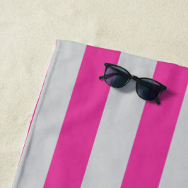 Roze en grijze strepen strandlaken