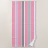 Roze en grijze strepen strandlaken (Voorkant)