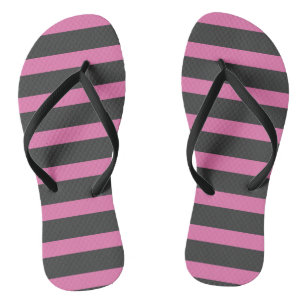Roze en grijze strepen teenslippers