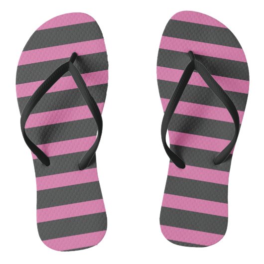 Roze en grijze strepen teenslippers (Voetbed)