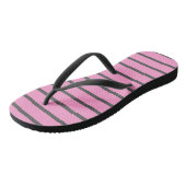 Roze en grijze strepen teenslippers (Schuin)