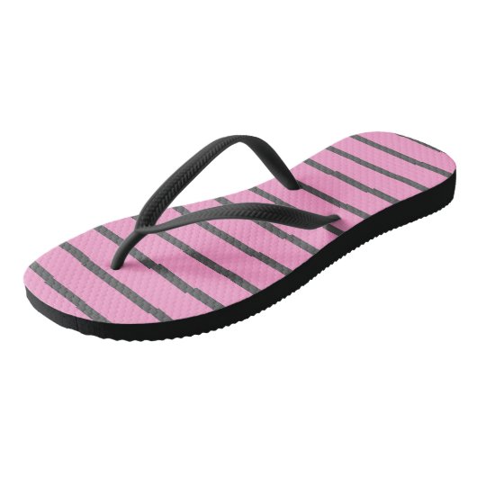 Roze en grijze strepen teenslippers (Schuin)