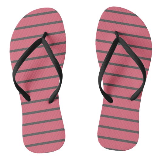 Roze en grijze strepen teenslippers (Voetbed)