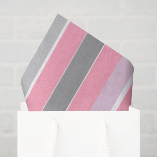 Roze en grijze strepen tissuepapier (Cadeauzakje)