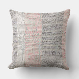 Roze en grijze Stripe Floral overlay Pillow Buitenkussen