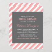 Roze en grijze Stripes Bridal Shower Invitation Kaart (Voorkant / Achterkant)