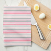 Roze en grijze strips theedoek (Quarter Fold)