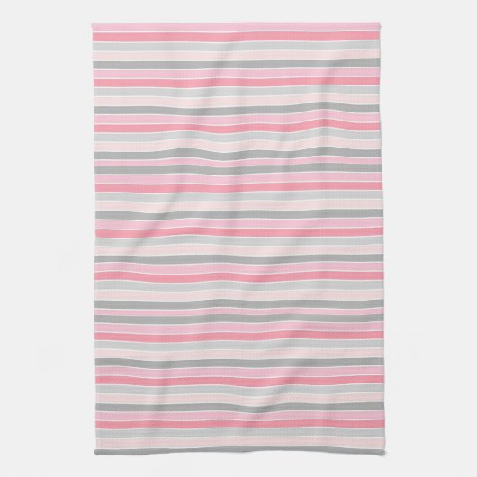 Roze en grijze strips theedoek (Verticaal)