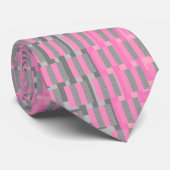 Roze en grijze stropdas met een abstract design (Opgerold)