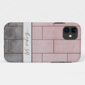 Roze en grijze tegels monogram iPhone gevallen. Ho Case-Mate iPhone Case (Achterkant (horizontaal))