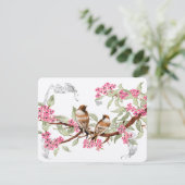 Roze en grijze  Tortelduifjes RSVP (Staand voorkant)