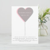 Roze en grijze tweekleurige ballonvaarding uitnodi kaart (Staand voorkant)