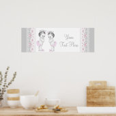 Roze en grijze Twin Baby Girl Princess Poster (Keuken)