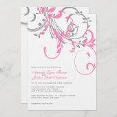 Roze en grijze uitnodiging voor tweevloendelijke b (Voorkant / Achterkant)