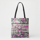 Roze en grijze Urban Graffiti Style Canvas tas (Voorkant)