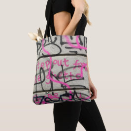 Roze en grijze Urban Graffiti Style Canvas tas