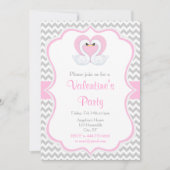 Roze en grijze valentijnzwanen kaart (Voorkant)