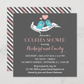 Roze en grijze vederparen schoeisel uitnodiging (Voorkant / Achterkant)