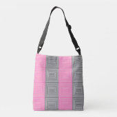 Roze en grijze verblindingscontainer Square Print Crossbody Tas (Achterkant)
