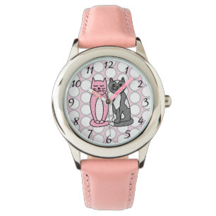 Roze en grijze verkoute katjes horloge
