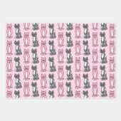 Roze en grijze verkoute katjes inpakpapier vel (Voorkant 2)