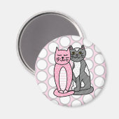 Roze en grijze verkoute katjes magneet (Voorkant / Achterkant)