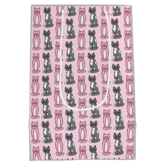 Roze en grijze verkoute katjes medium cadeauzakje (Achterkant)
