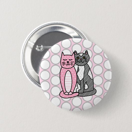 Roze en grijze verkoute katjes ronde button 5,7 cm (Voorkant /achterkant)