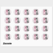 Roze en grijze verkoute katjes ronde sticker (Vel)
