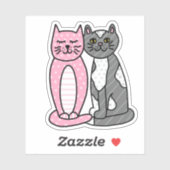 Roze en grijze verkoute katjes sticker (Vel)