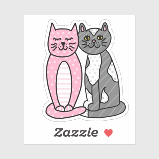 Roze en grijze verkoute katjes sticker (Vel)