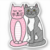 Roze en grijze verkoute katjes sticker (Voorkant)