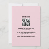 Roze en grijze verrassingsuitnodiging met QR rsvp Kaart (Achterkant)