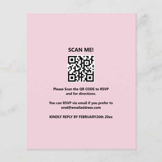 Roze en grijze verrassingsuitnodiging QR rsvp Flyer (Achterkant)
