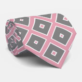 Roze en grijze vierkantjes stropdas (Opgerold)