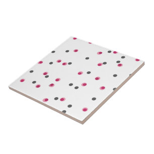 roze en grijze vintage stippen tegeltje