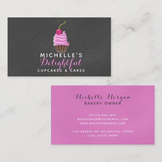 Roze en grijze visitekaartje (Voorkant / Achterkant)